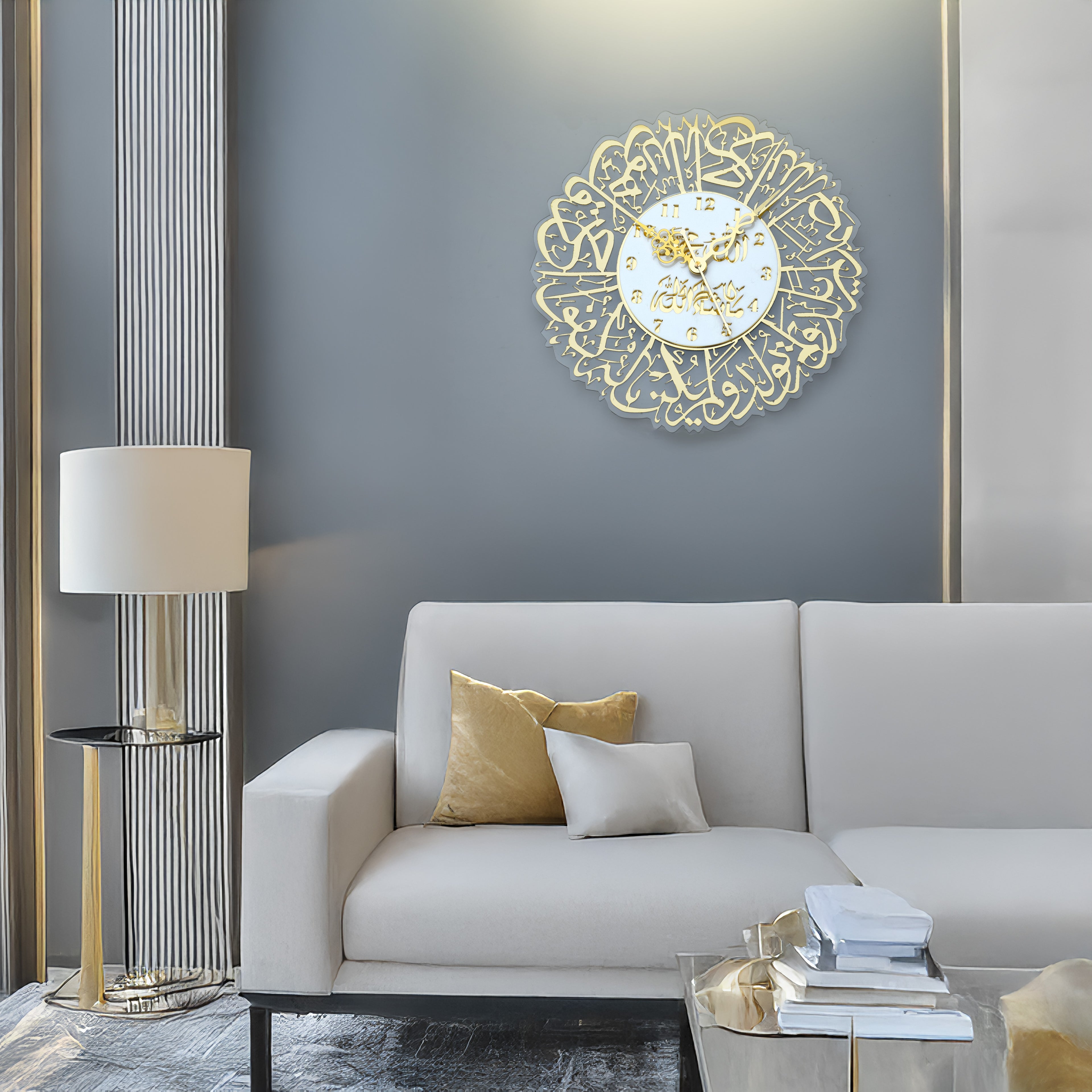Surah Al Ikhlas Acrylic Wall Clock – Islamic Spiritual Timepiece for Peaceful Living