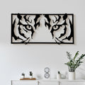 Tiger Eyes Black Silhouette Wall Art – Modern Rectangular Animal MDF Cutout Frame (40 x 20 cm)