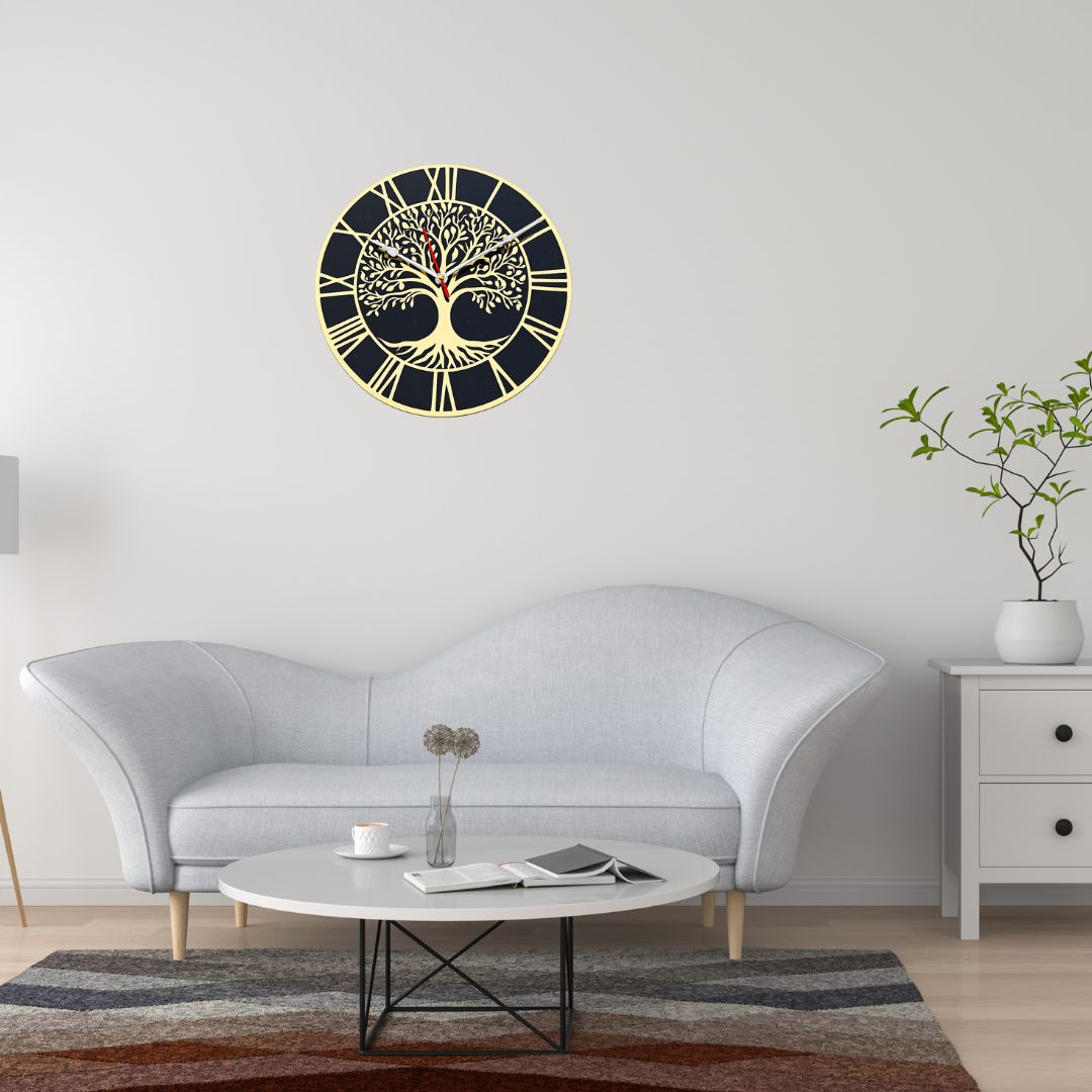 Roman Tree of Life 3D Acrylic Wall Clock | Home Wall Decor