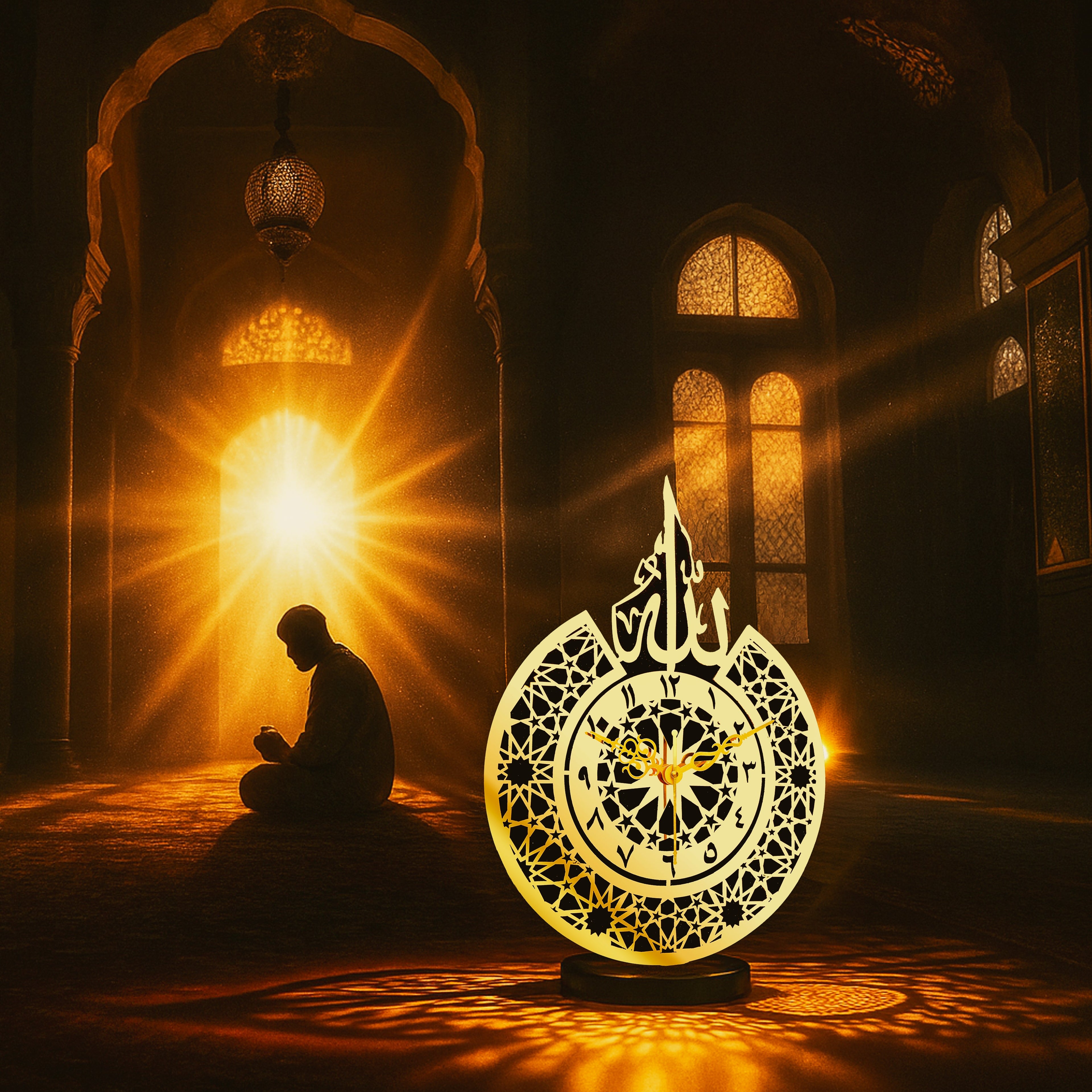 Premium Acrylic Allah Wall Clock – Islamic Decorative Art