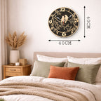 Two  Love Birds Wall Clock – Gold & Black Round Decorative Clock, 40 × 40 cm