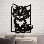 Cute Cat 3D Acrylic Wall Art – Black Silhouette Design