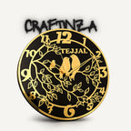 Personalized Black & Gold Designer Wall Clock with Birds