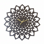 Geometric Mandala Laser Cut Wooden Wall Clock – Premium Black MDF Clock