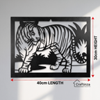 Modern 3D Tiger Animal Silhouette Cutout Wall Art – Black Wildlife Decor Frame for Living Room & Office