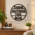Think Outside The Box MDF Wall Decor – Black Round Motivational Wall Art, 40 × 40 cm
