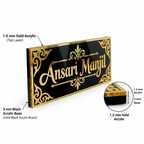 Personalized Acrylic Name Plate – Elegant Gold & Black Home Entrance Sign 40X15