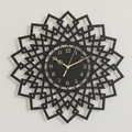 Geometric Mandala Laser Cut Wooden Wall Clock – Premium Black MDF Clock