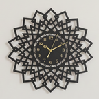 Geometric Mandala Laser Cut Wooden Wall Clock – Premium Black MDF Clock