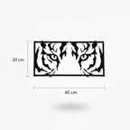 Tiger Eyes Black Silhouette Wall Art – Modern Rectangular Animal MDF Cutout Frame (40 x 20 cm)