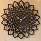Geometric Mandala Laser Cut Wooden Wall Clock – Premium Black MDF Clock