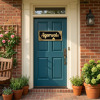 Personalized Acrylic Name Plate – Gold & Black Home Door Sign, 40 × 15 cm