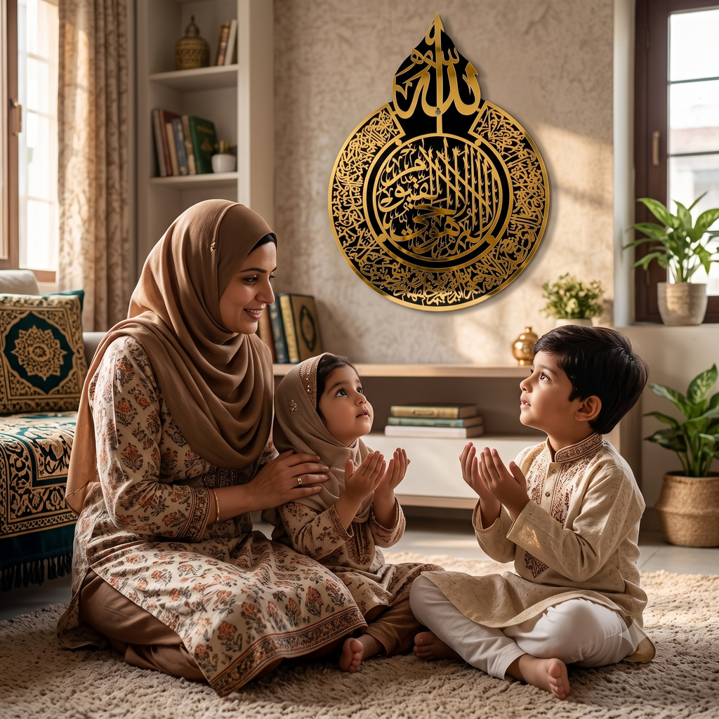 Ayatul Kursi Islamic Wall Decor | Premium Black and Gold Arabic Calligraphy Wall Art