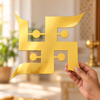Swastik Gold Acrylic Wall Décor – Hindu Religious Wall Art, 40 × 40 cm