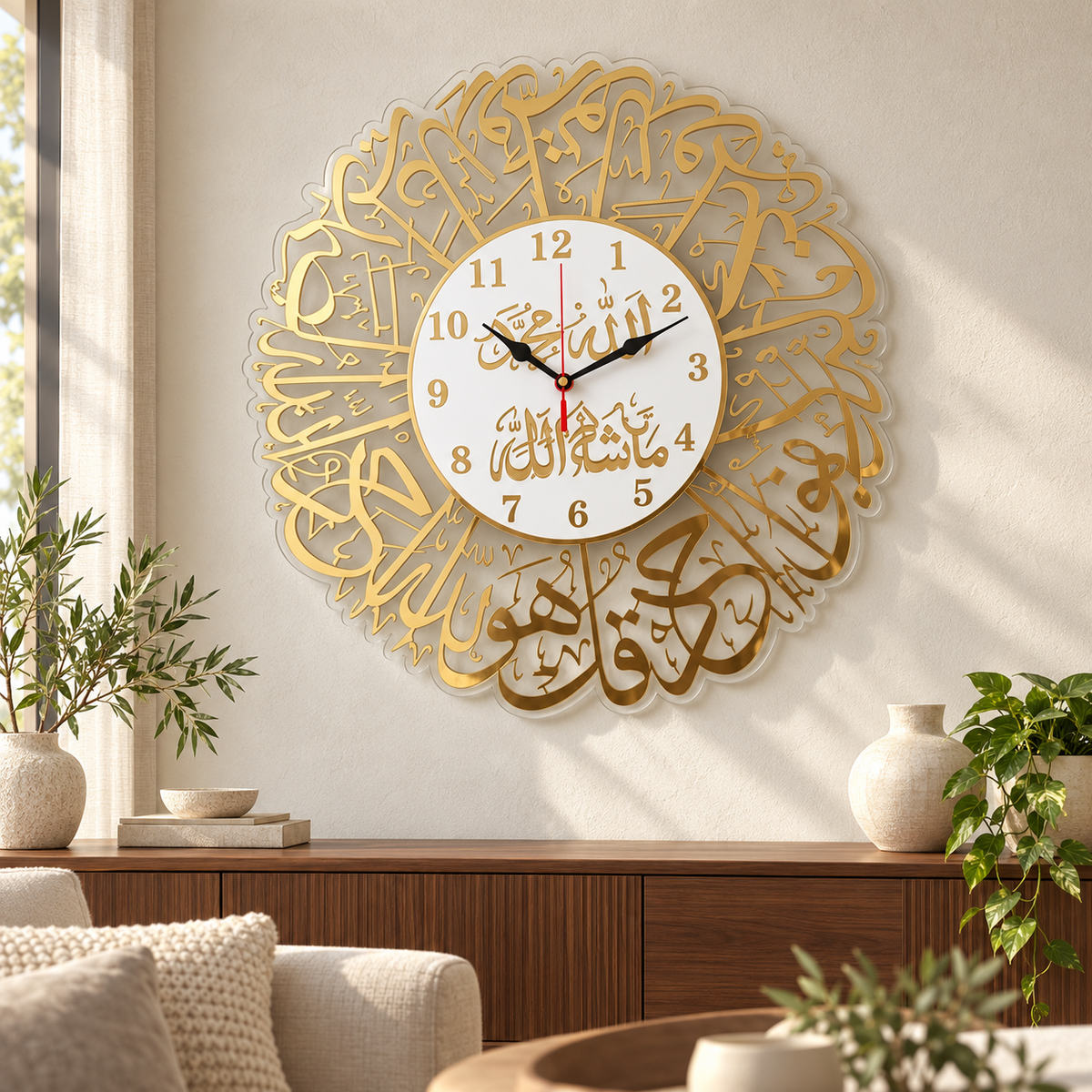 Surah Al Ikhlas Islamic Wall Clock / Size 40X40 cm