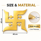 Swastik Gold Acrylic Wall Décor – Hindu Religious Wall Art, 40 × 40 cm