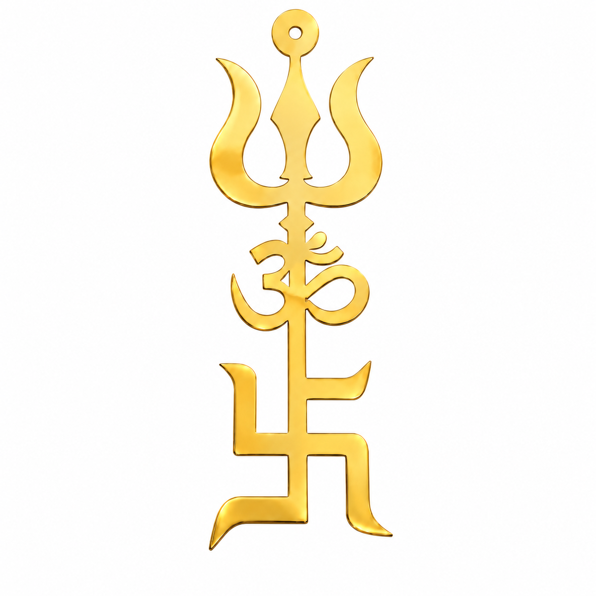 Gold Trishul Om Swastik Wall Decor for Home Mandir | Acrylic & MDF | 60 × 18 cm