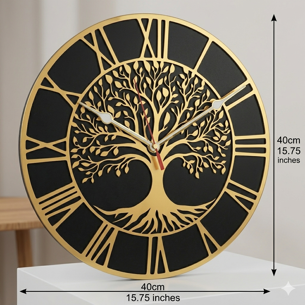 Roman Tree of Life 3D Acrylic Wall Clock | Home Wall Decor