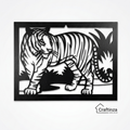Modern 3D Tiger Animal Silhouette Cutout Wall Art – Black Wildlife Decor Frame for Living Room & Office