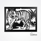 Modern 3D Tiger Animal Silhouette Cutout Wall Art – Black Wildlife Decor Frame for Living Room & Office