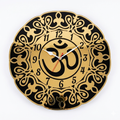 Premium Om Designer Wall Clock – Shiny Gold & Black Acrylic Religious Wall Decor for Living Room
