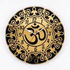 Premium Om Designer Wall Clock – Shiny Gold & Black Acrylic Religious Wall Decor for Living Room