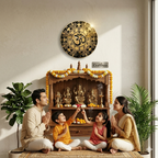 Premium Om Designer Wall Clock – Shiny Gold & Black Acrylic Religious Wall Decor for Living Room