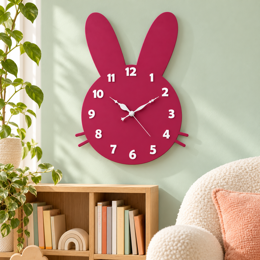 Acrylic Bunny Wall Clock – Premium Decorative Art Size(40X29)Cm