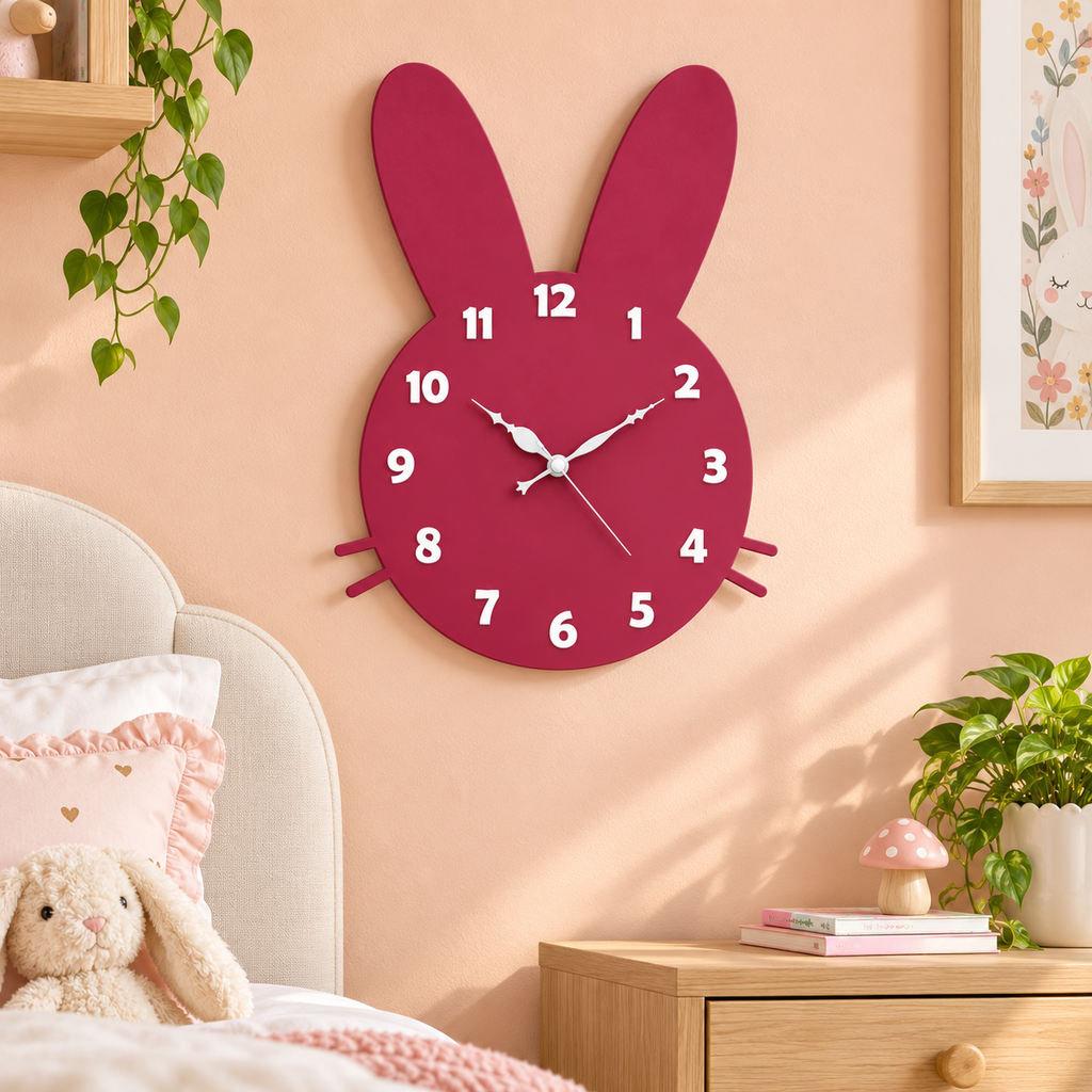 Acrylic Bunny Wall Clock – Premium Decorative Art Size(40X29)Cm
