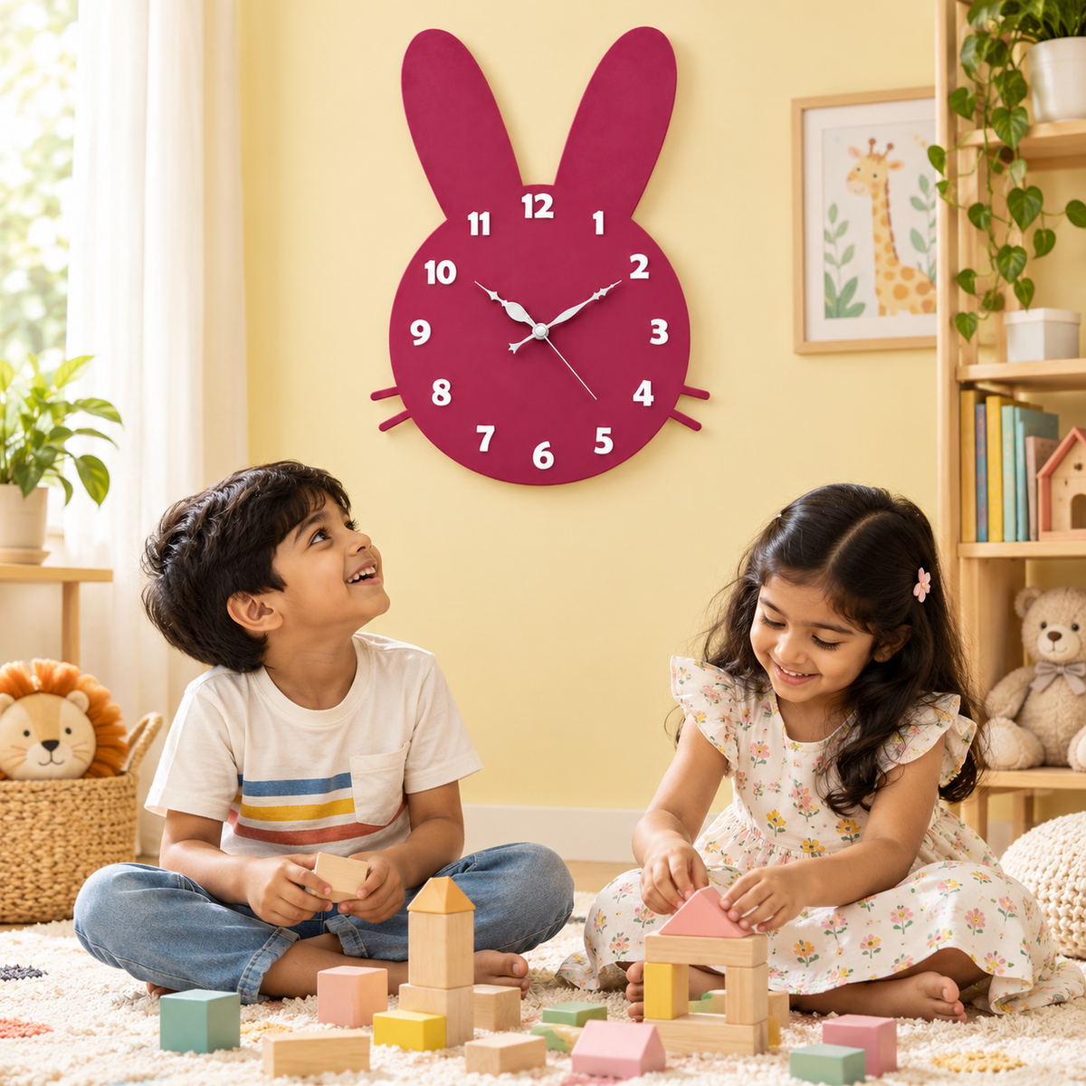 Acrylic Bunny Wall Clock – Premium Decorative Art Size(40X29)Cm