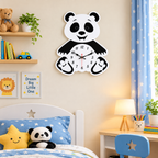 Panda Acrylic Wall Clock for Kids Room – Black & White | 40 × 32 cm