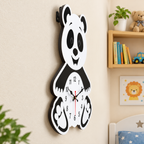 Panda Acrylic Wall Clock for Kids Room – Black & White | 40 × 32 cm
