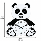 Panda Acrylic Wall Clock for Kids Room – Black & White | 40 × 32 cm