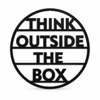 Think Outside The Box MDF Wall Decor – Black Round Motivational Wall Art, 40 × 40 cm