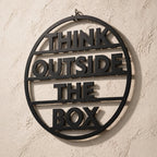 Think Outside The Box MDF Wall Decor – Black Round Motivational Wall Art, 40 × 40 cm