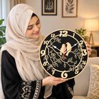 Two  Love Birds Wall Clock – Gold & Black Round Decorative Clock, 40 × 40 cm