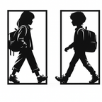 Acrylic Boy & Girl Silhouette Wall Art – Modern Home Décor
