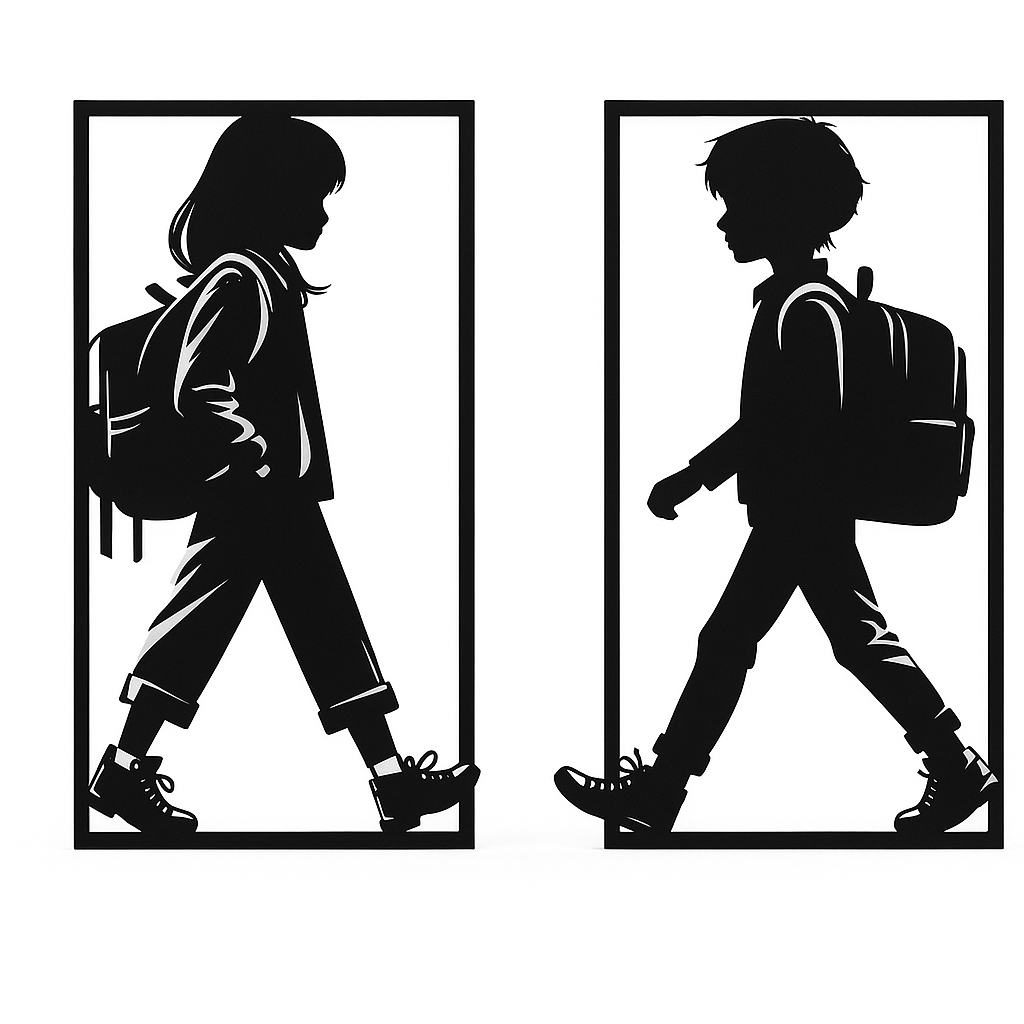 Acrylic Boy & Girl Silhouette Wall Art – Modern Home Décor