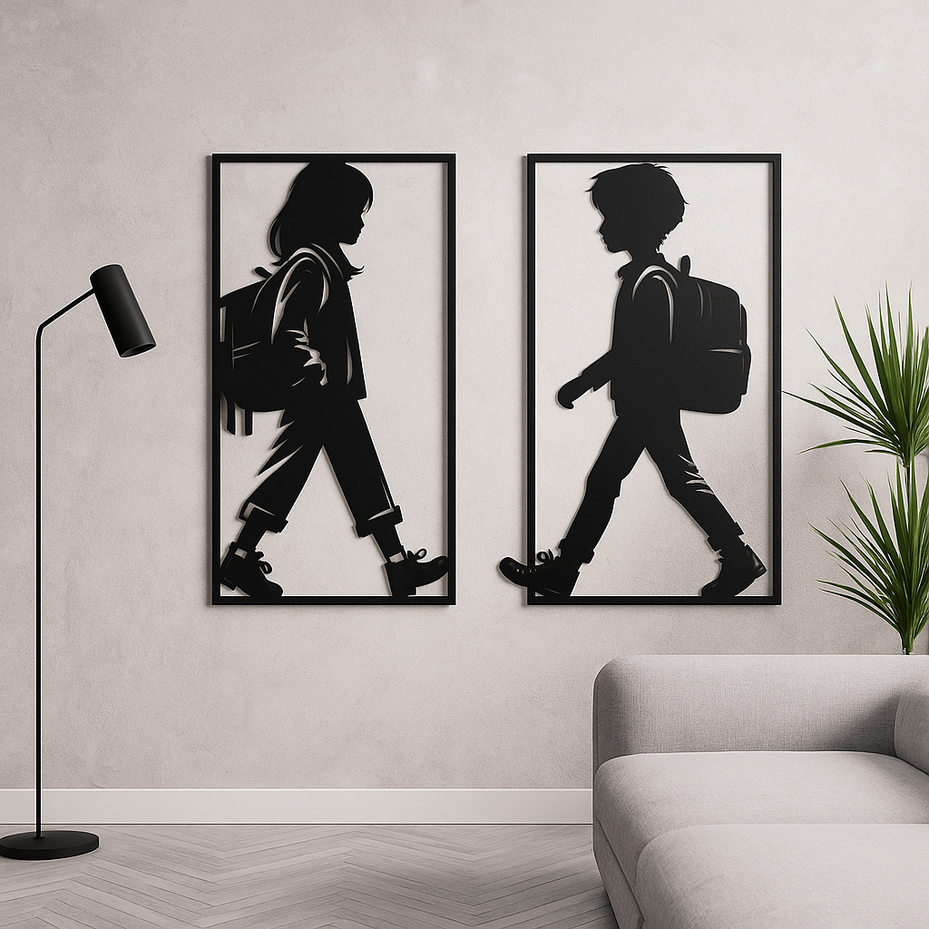 Acrylic Boy & Girl Silhouette Wall Art – Modern Home Décor