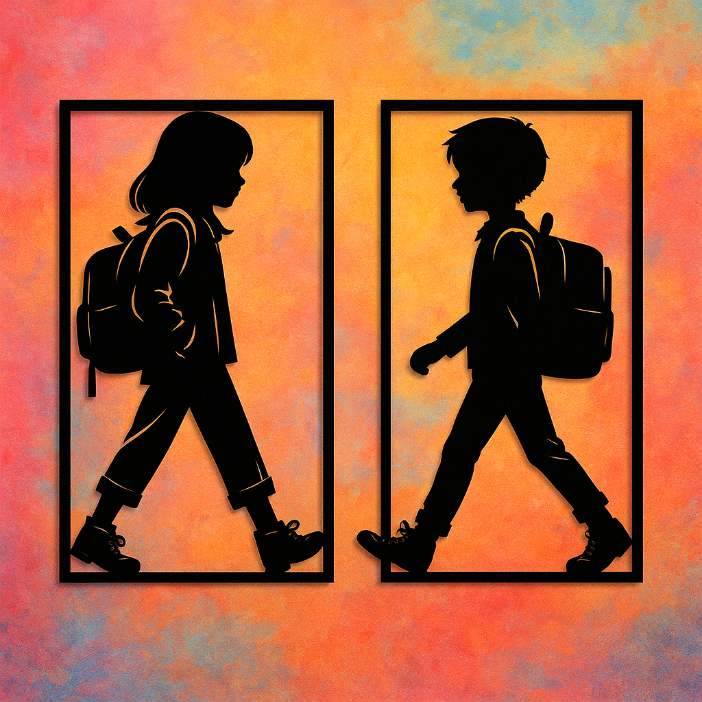 Acrylic Boy & Girl Silhouette Wall Art – Modern Home Décor