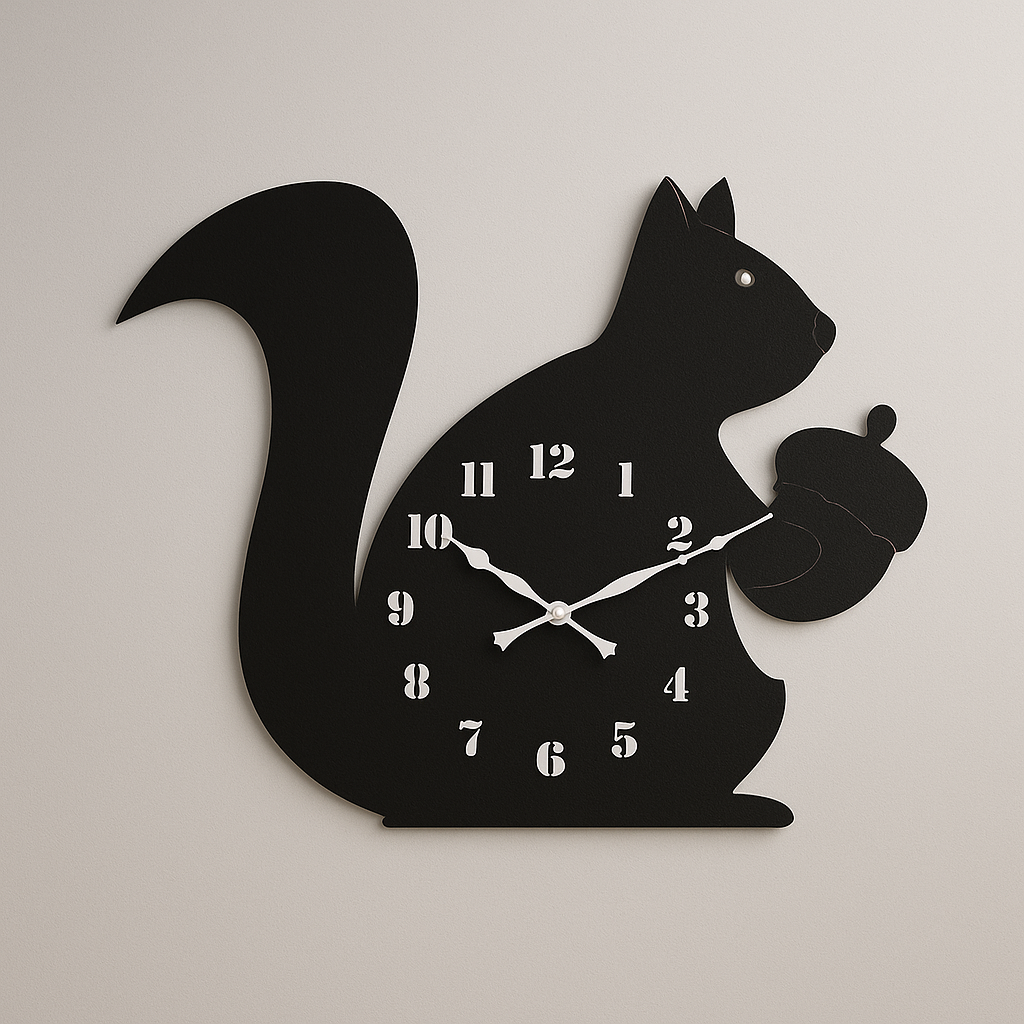 Acrylic Squirrel Wall Clock – Unique Animal Shape Home Décor