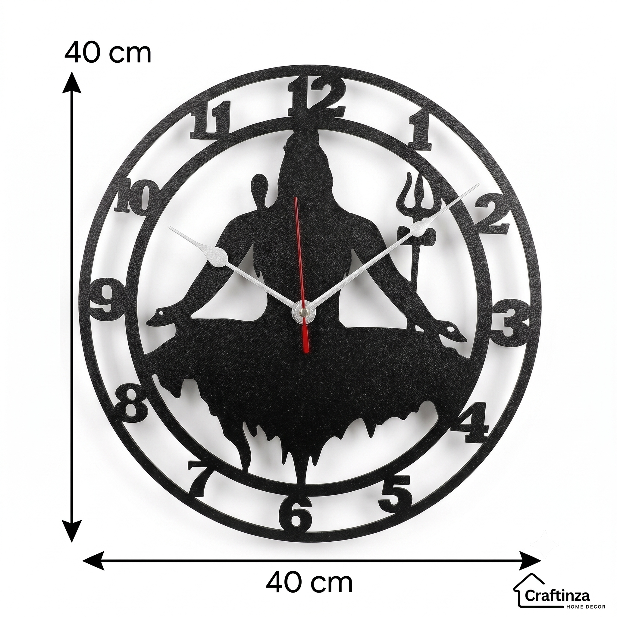 Lord Shiva Wall Clock for Home Decor | Shivji Silhouette Wall Art MDF Clock for Pooja Room & Living Room (Black)