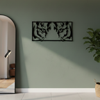 Tiger Eyes Black Silhouette Wall Art – Modern Rectangular Animal MDF Cutout Frame (40 x 20 cm)