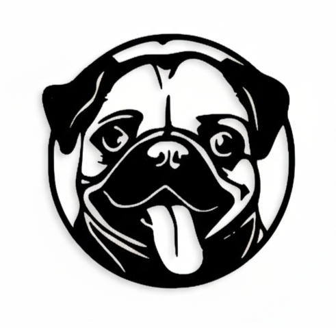 Cute Pug Dog Silhouette Wall Art