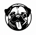 Cute Pug Dog Silhouette Wall Art