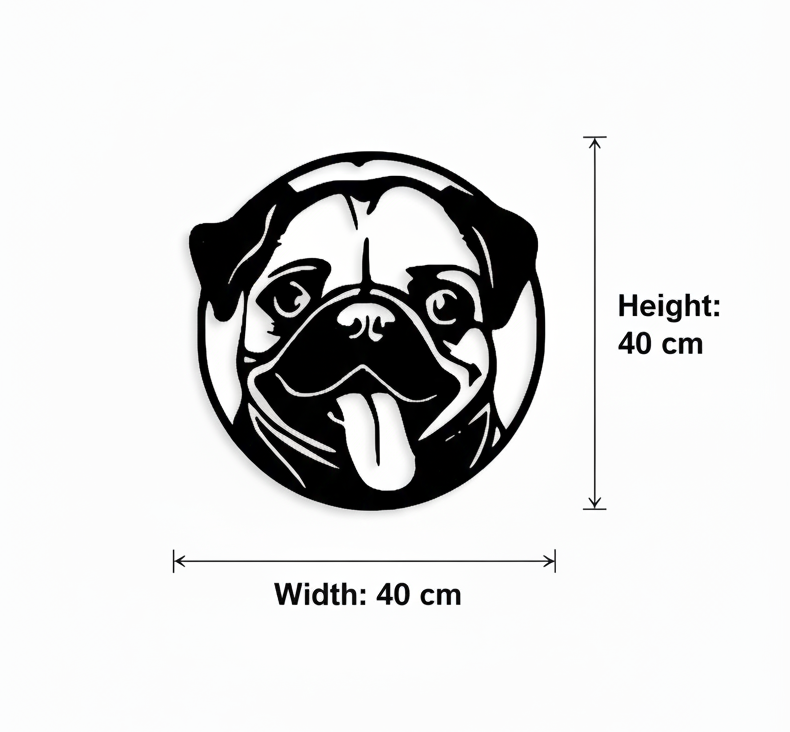 Cute Pug Dog Silhouette Wall Art