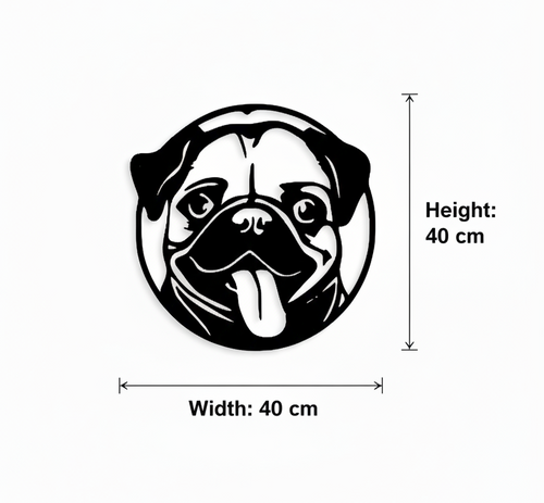 Cute Pug Dog Silhouette Wall Art